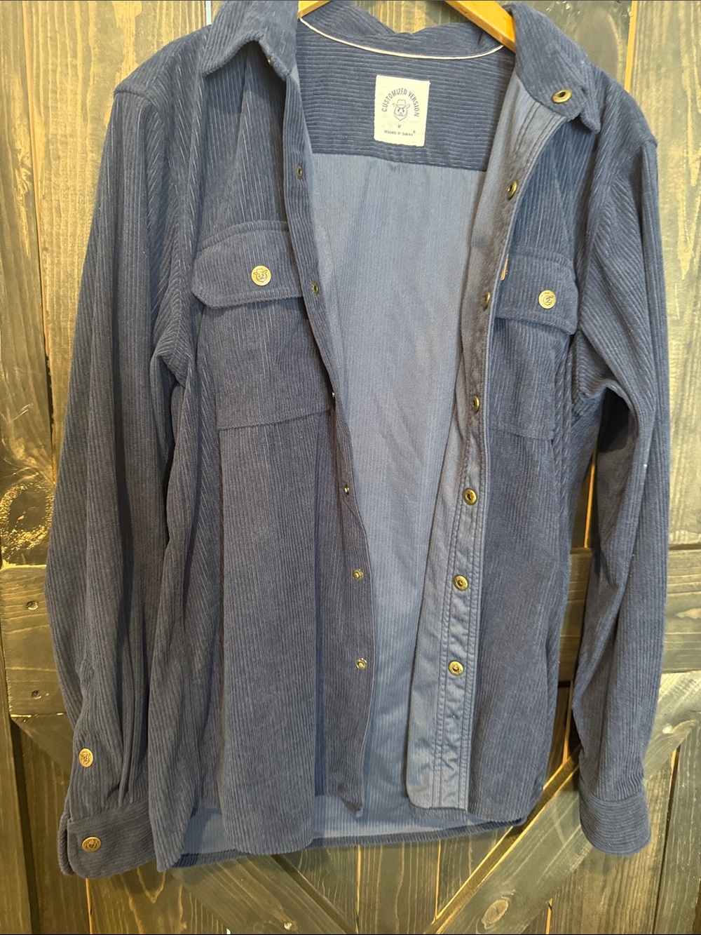 Corduroy Utility Jacket - men’s Navy Button-Front Shirt Coat